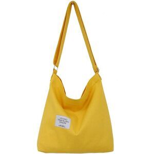 Women's Yellow Imported Canvas Retro Large Size Shoulder Crossbody Tote Bag